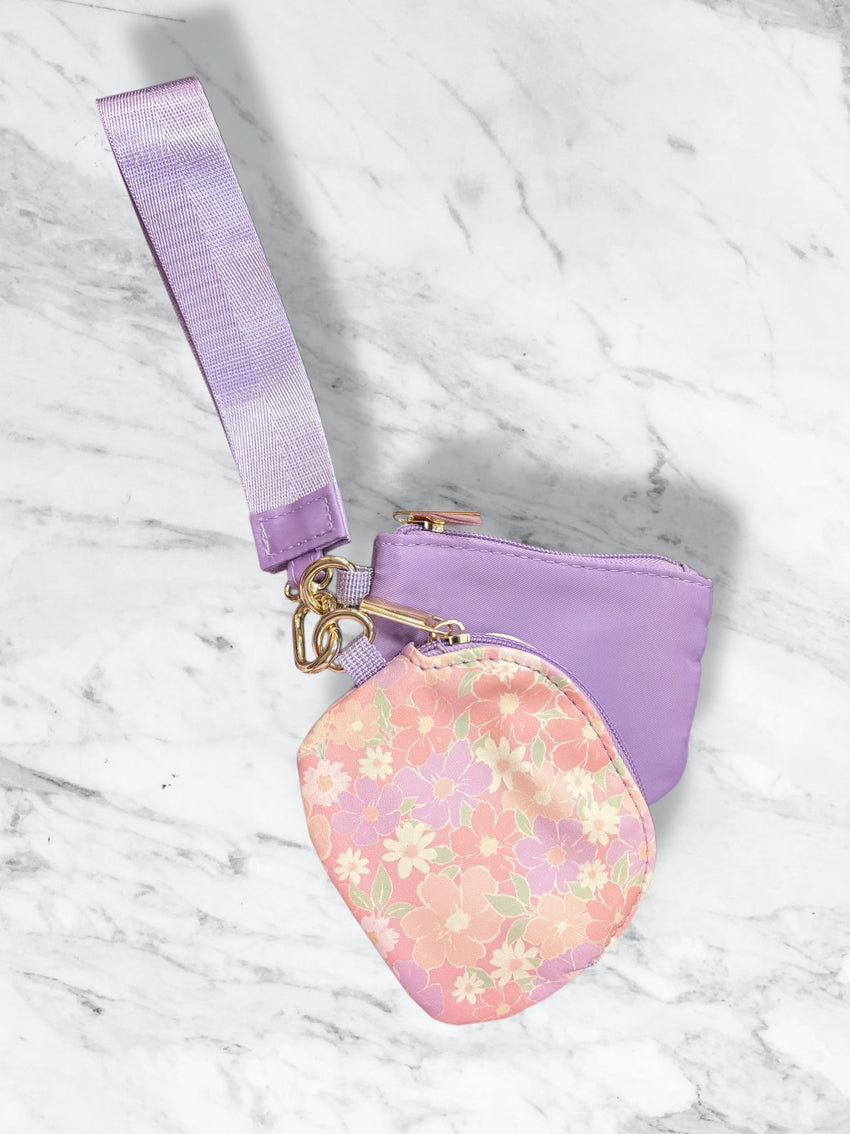 Floral Dual Pouch Wristlet