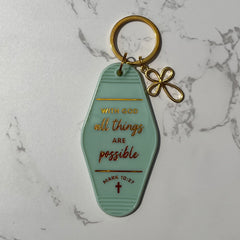 Mark 10:27 Keychain (blue)