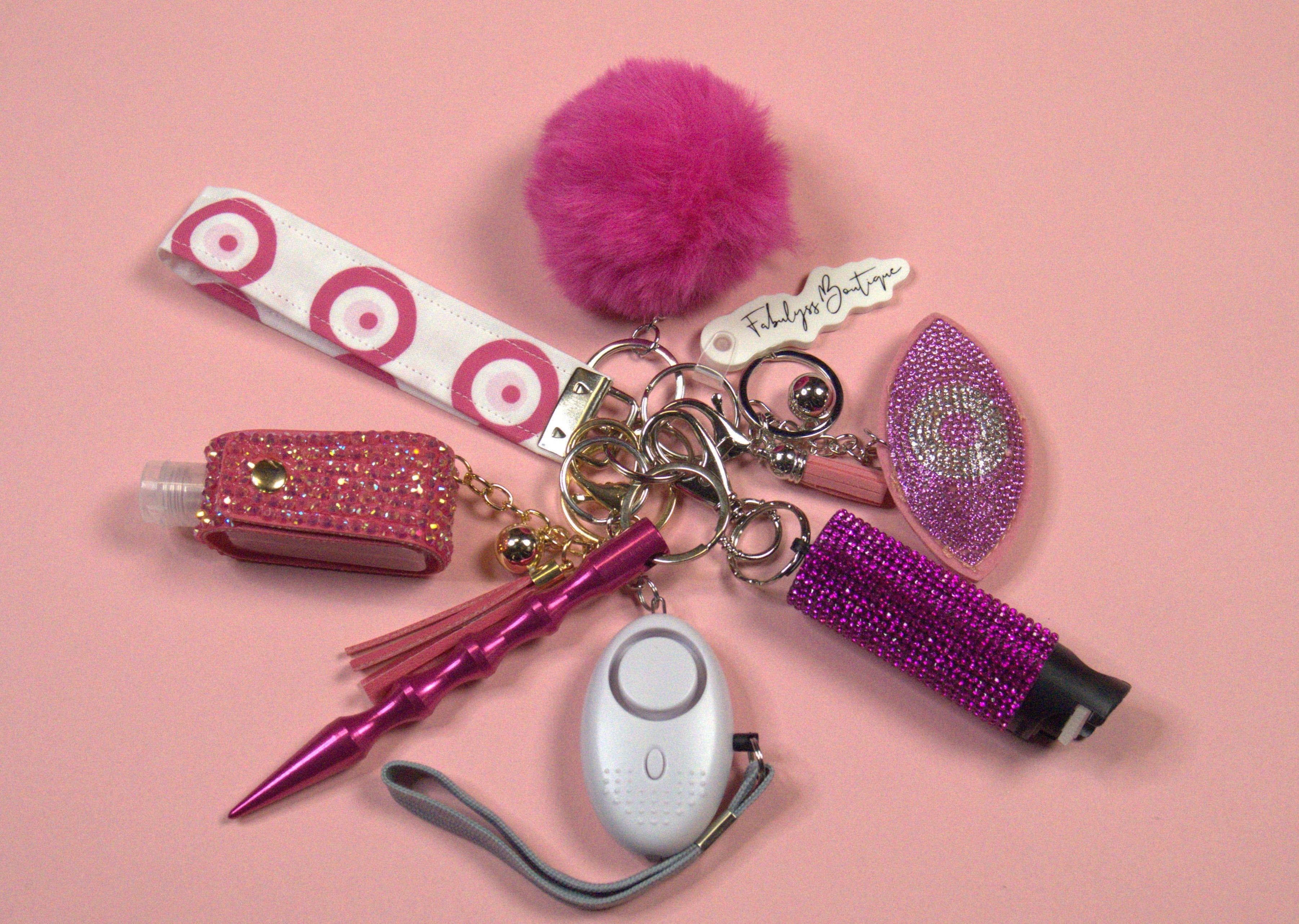 Evil Eye Safety Keychain (pink)