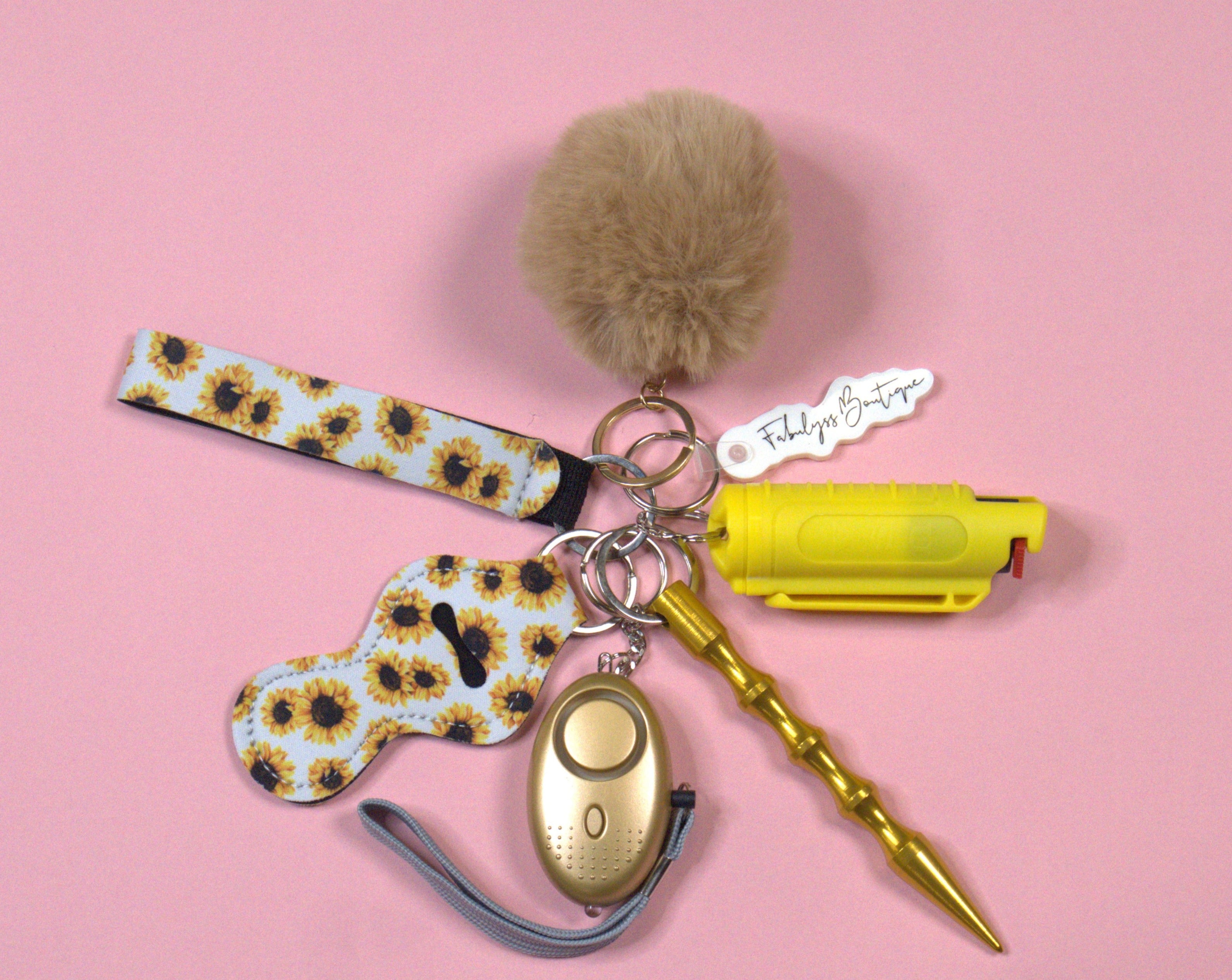 Sunflower Safety Keychain (white)