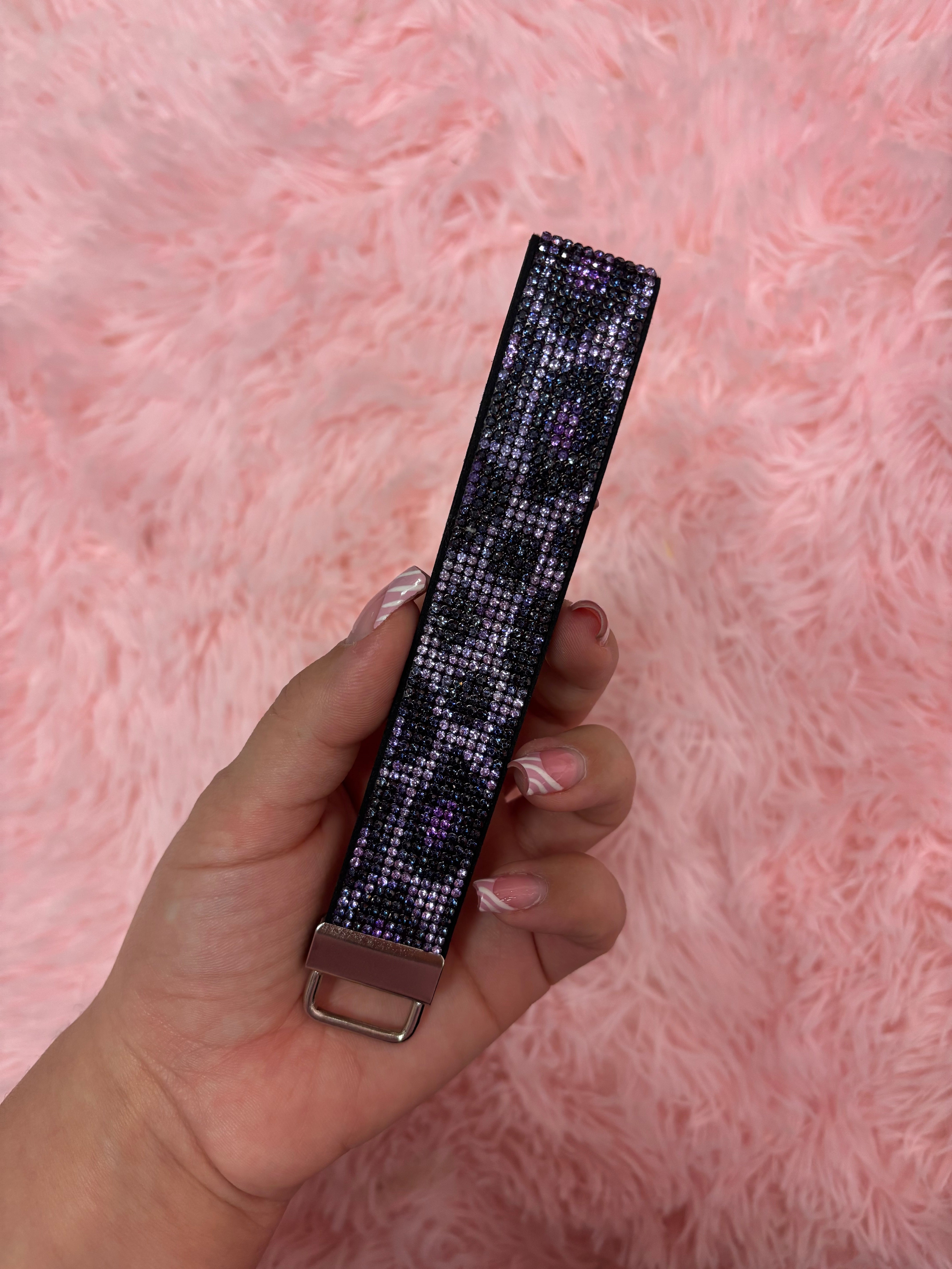 Bling Purple Leopard Wristlet