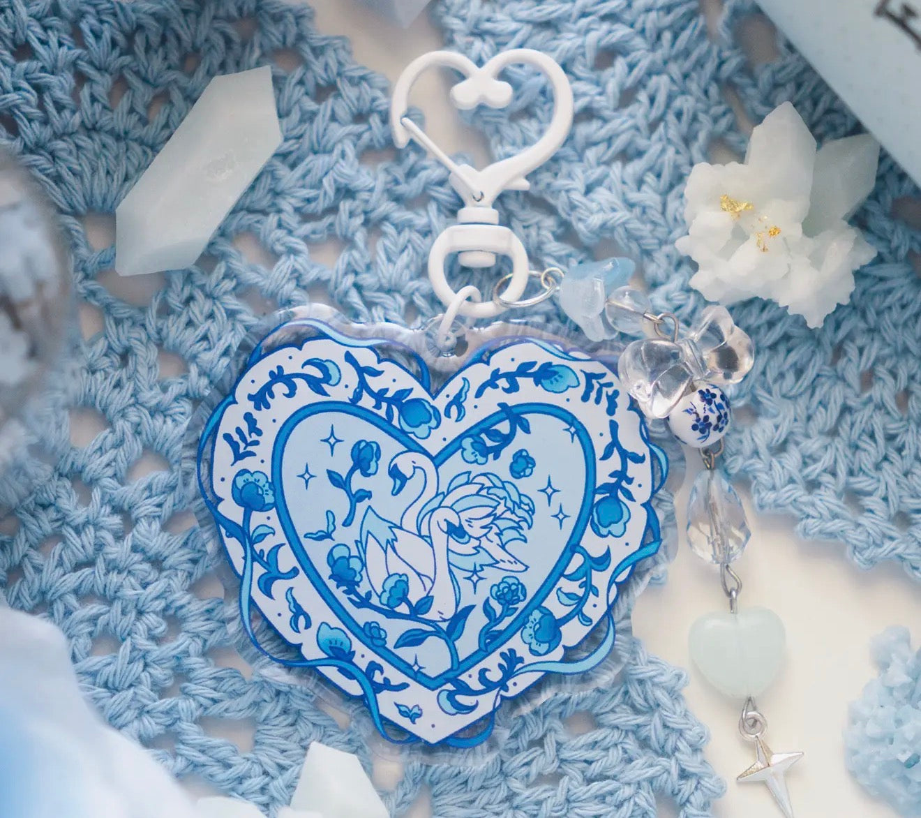 Floral Swan Keychain