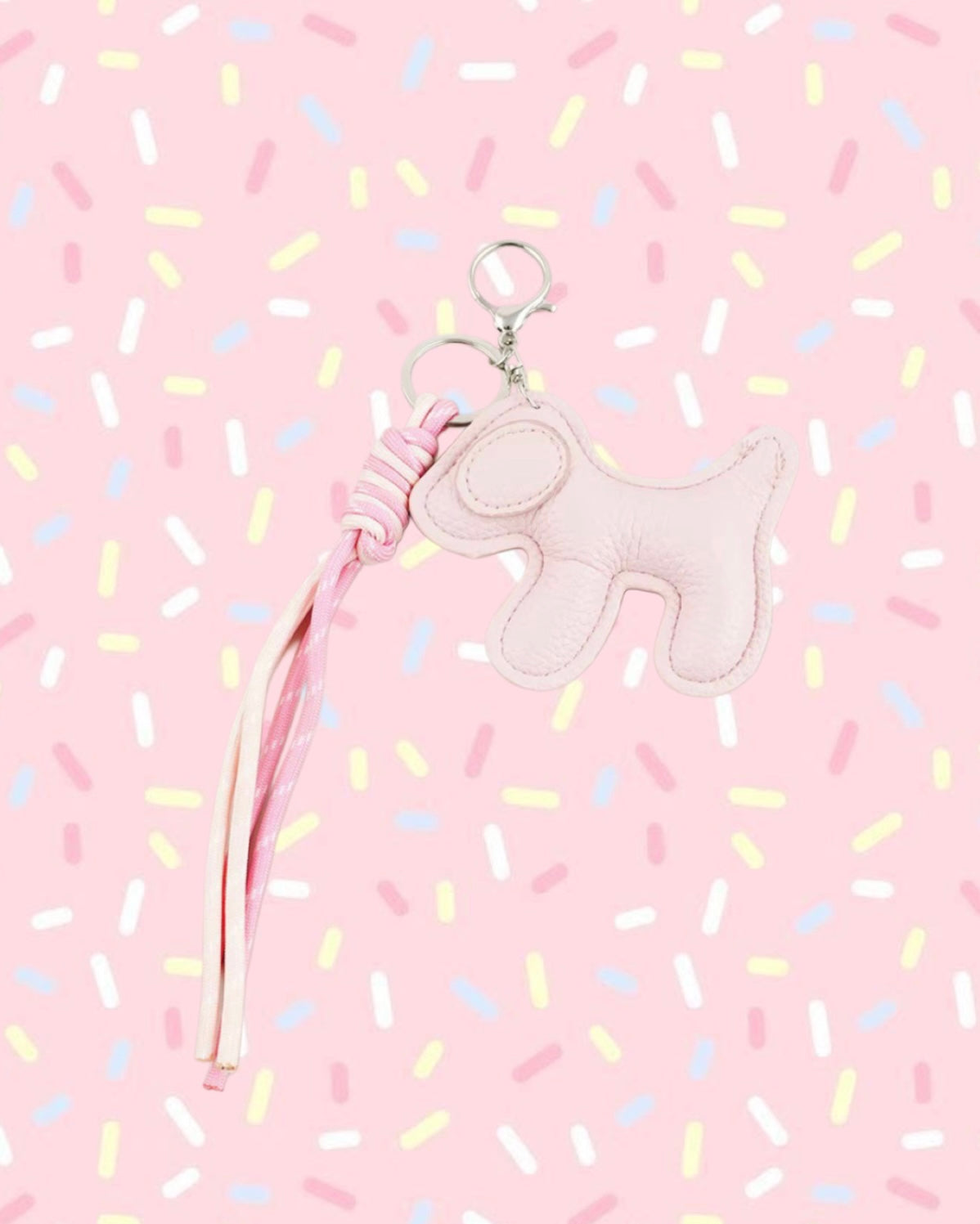 Pink Leather Dog Keychain