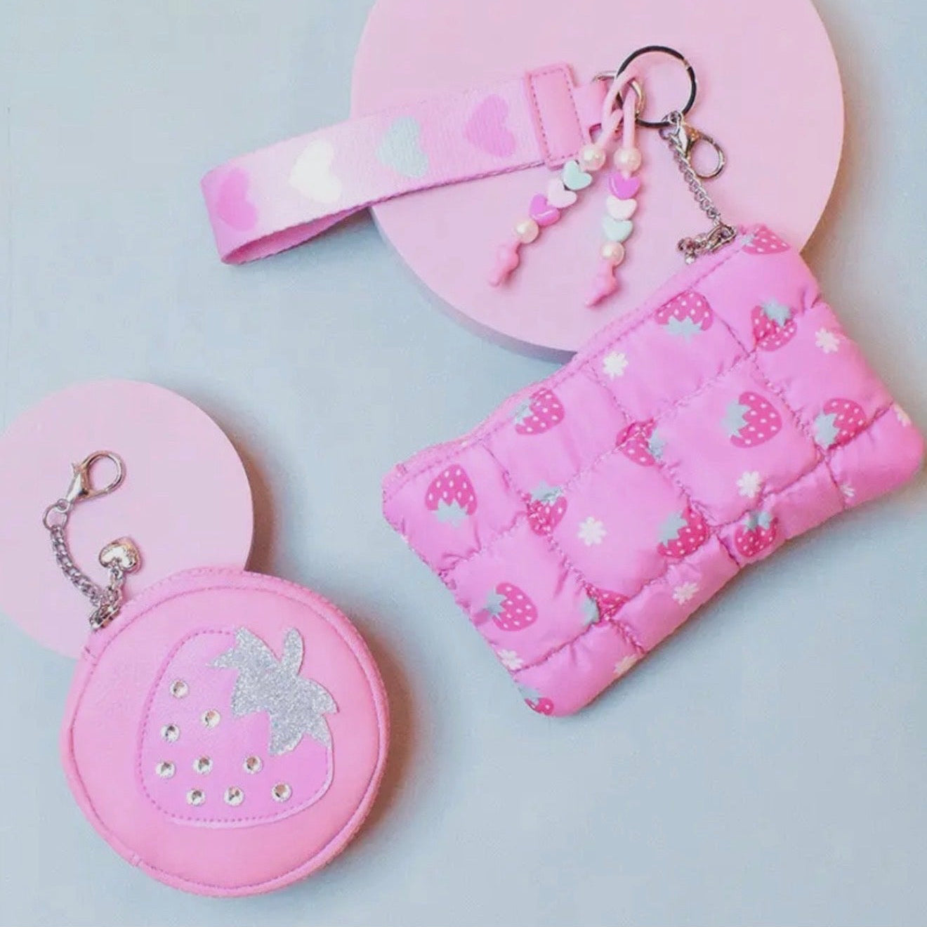 Strawberry Dual Pouch Keychain