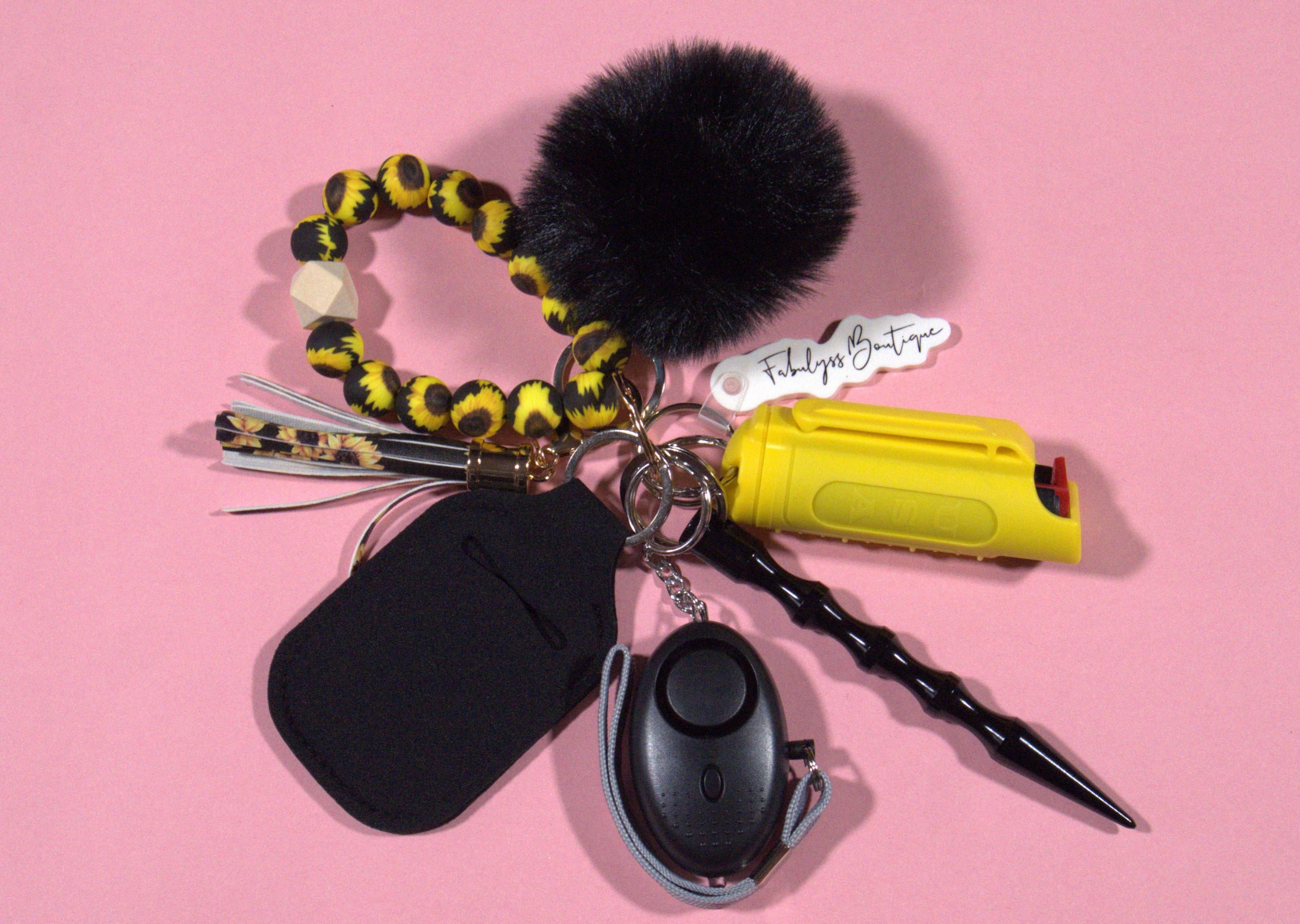 Sunflower Safety Keychain (black)