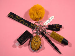 Black Bling Sunflower Safety Keychain