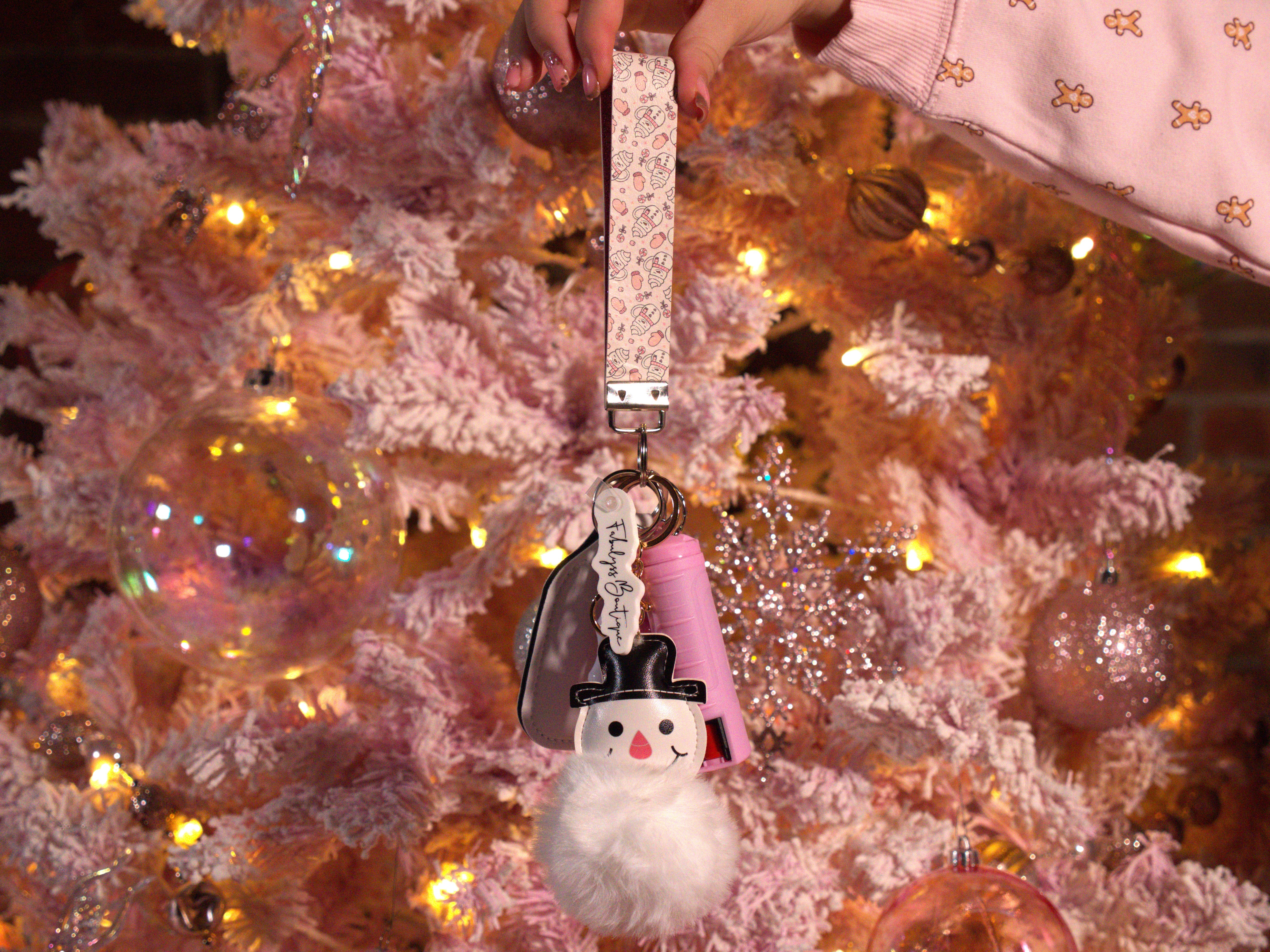 Snowman Swirl Safety Keychain