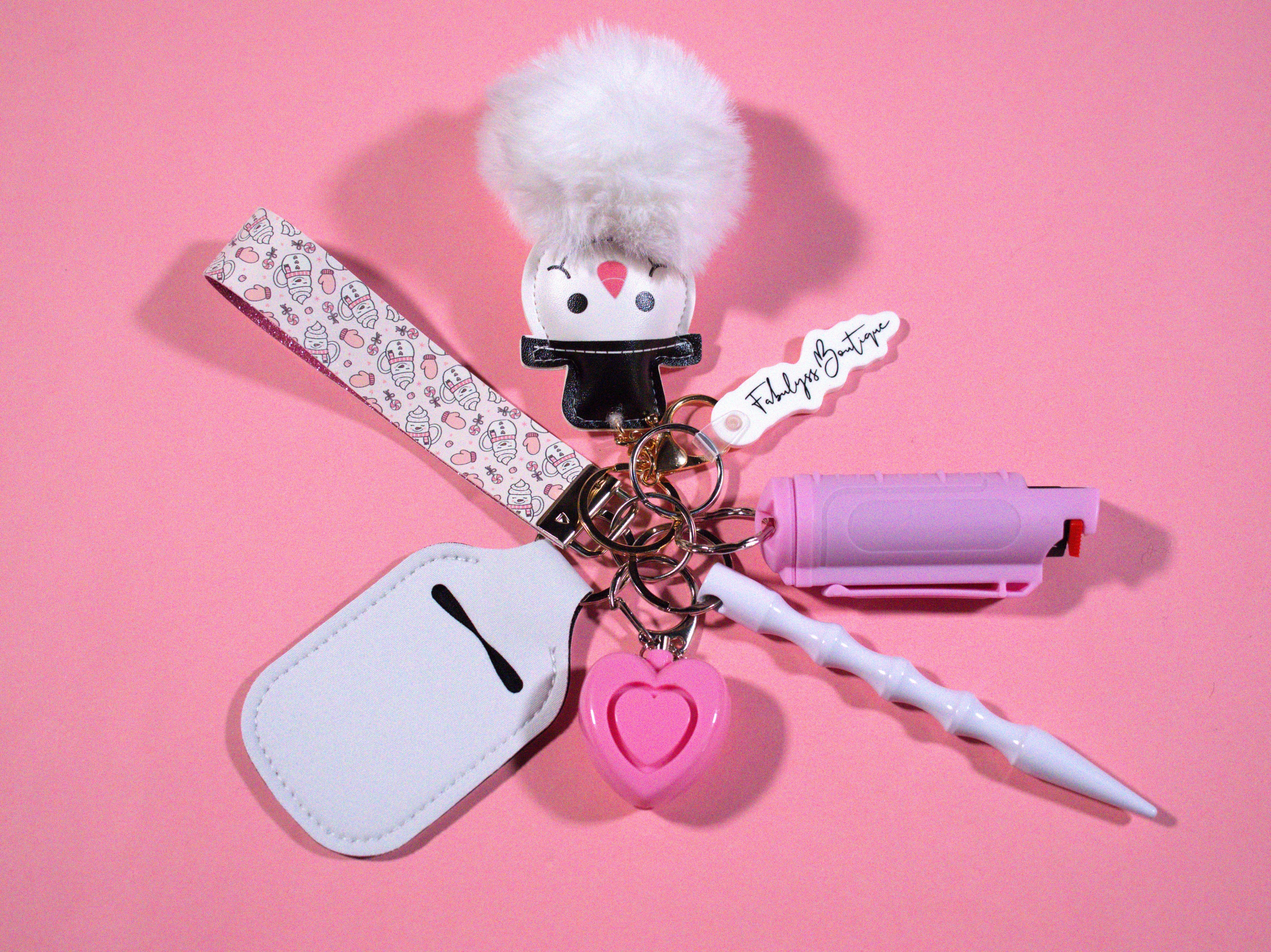 Snowman Swirl Safety Keychain