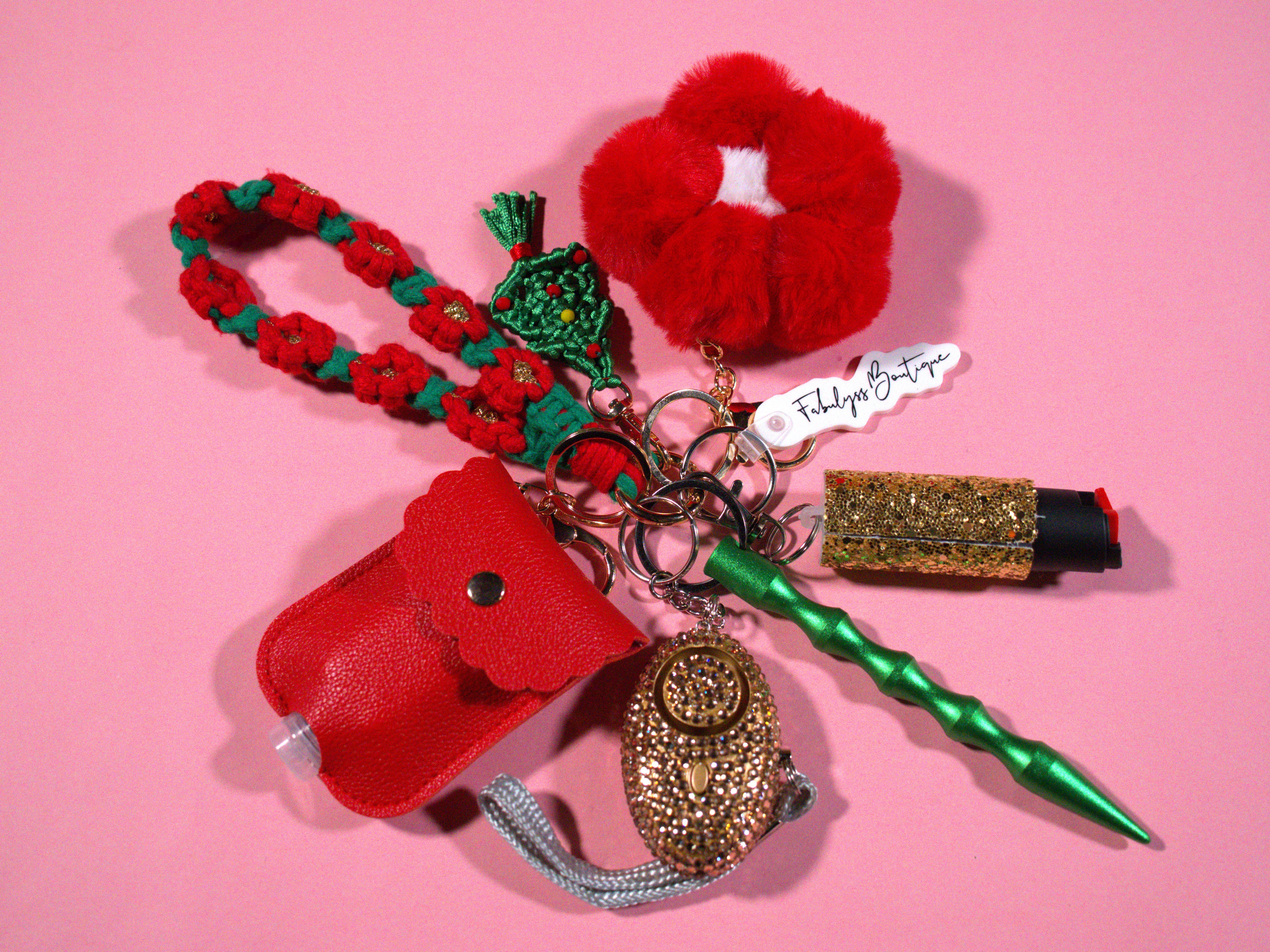 Poinsettia Safety Keychain