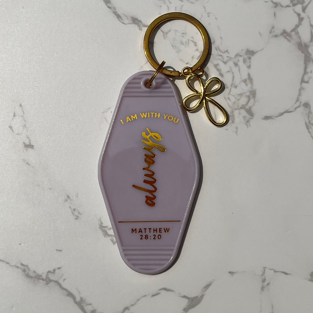 Matthew 28:20 Keychain (purple)