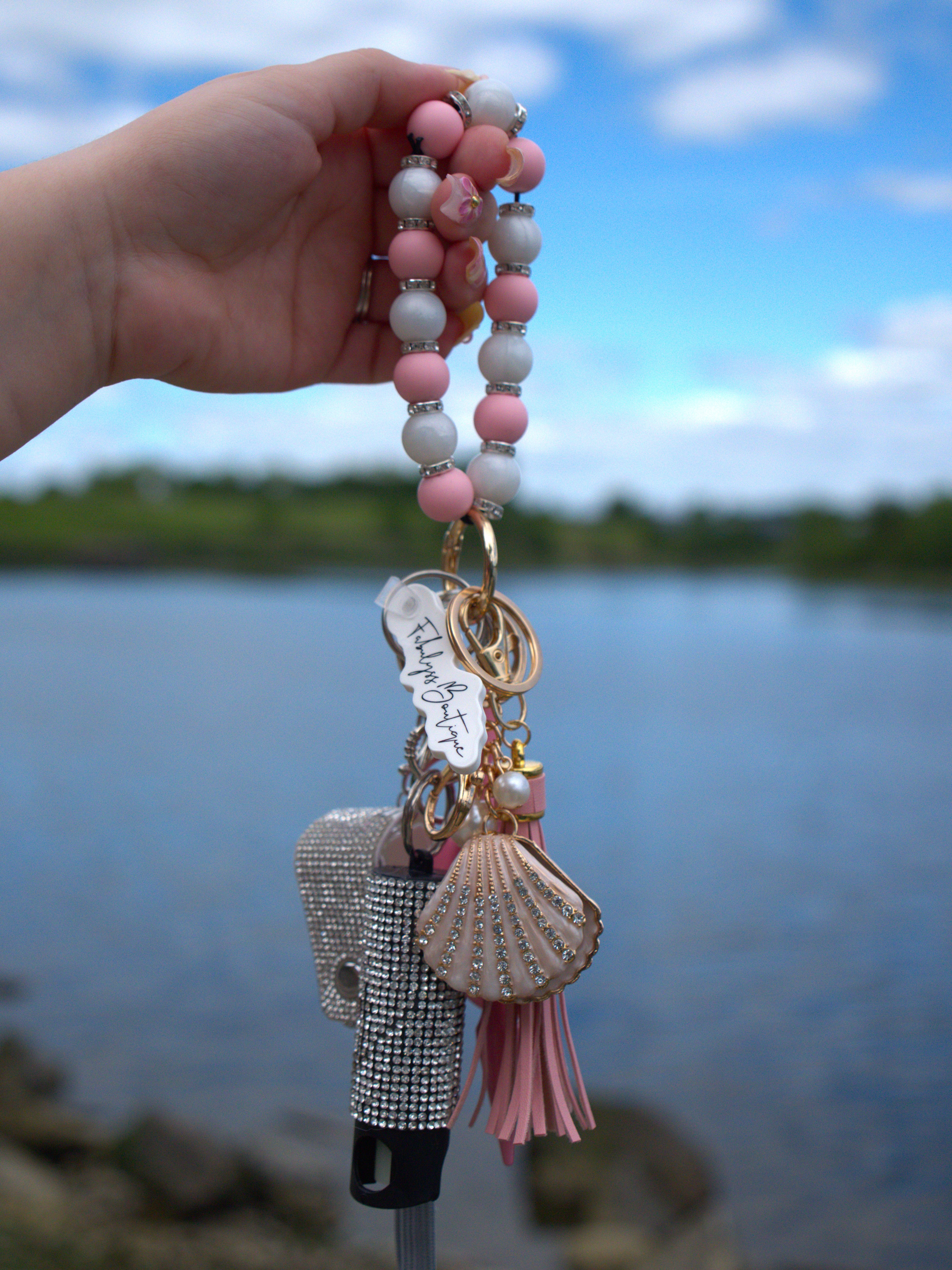 Mother of Pearl Safety Keychain