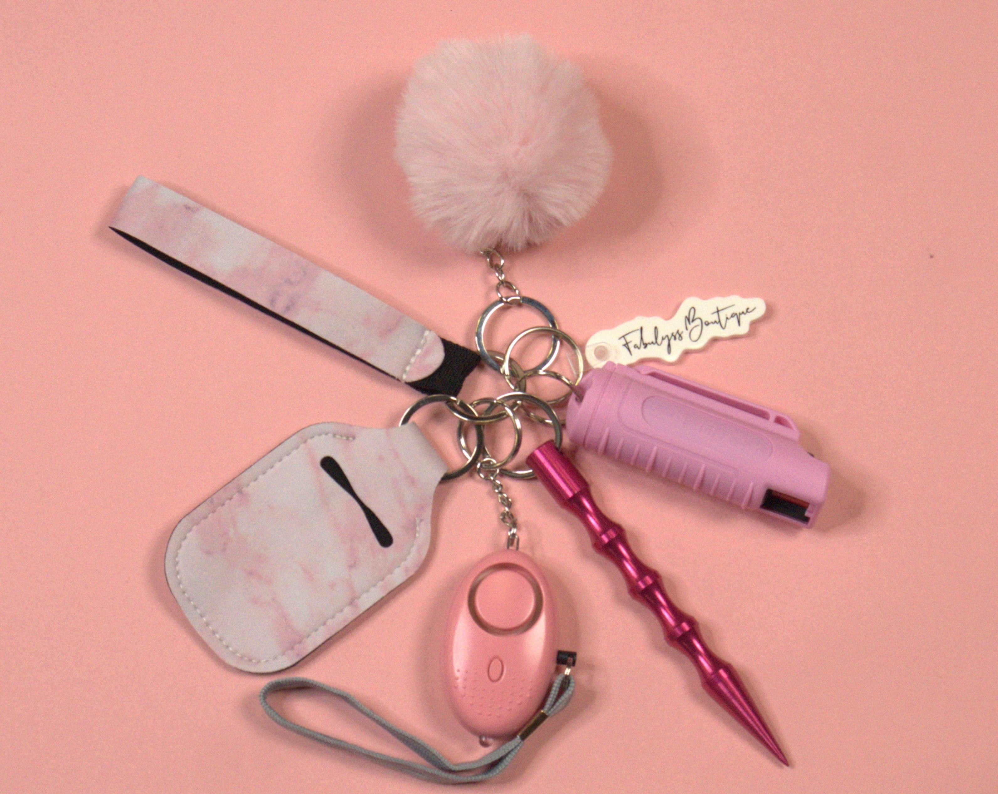 Pink Marble Self Defense Keychain