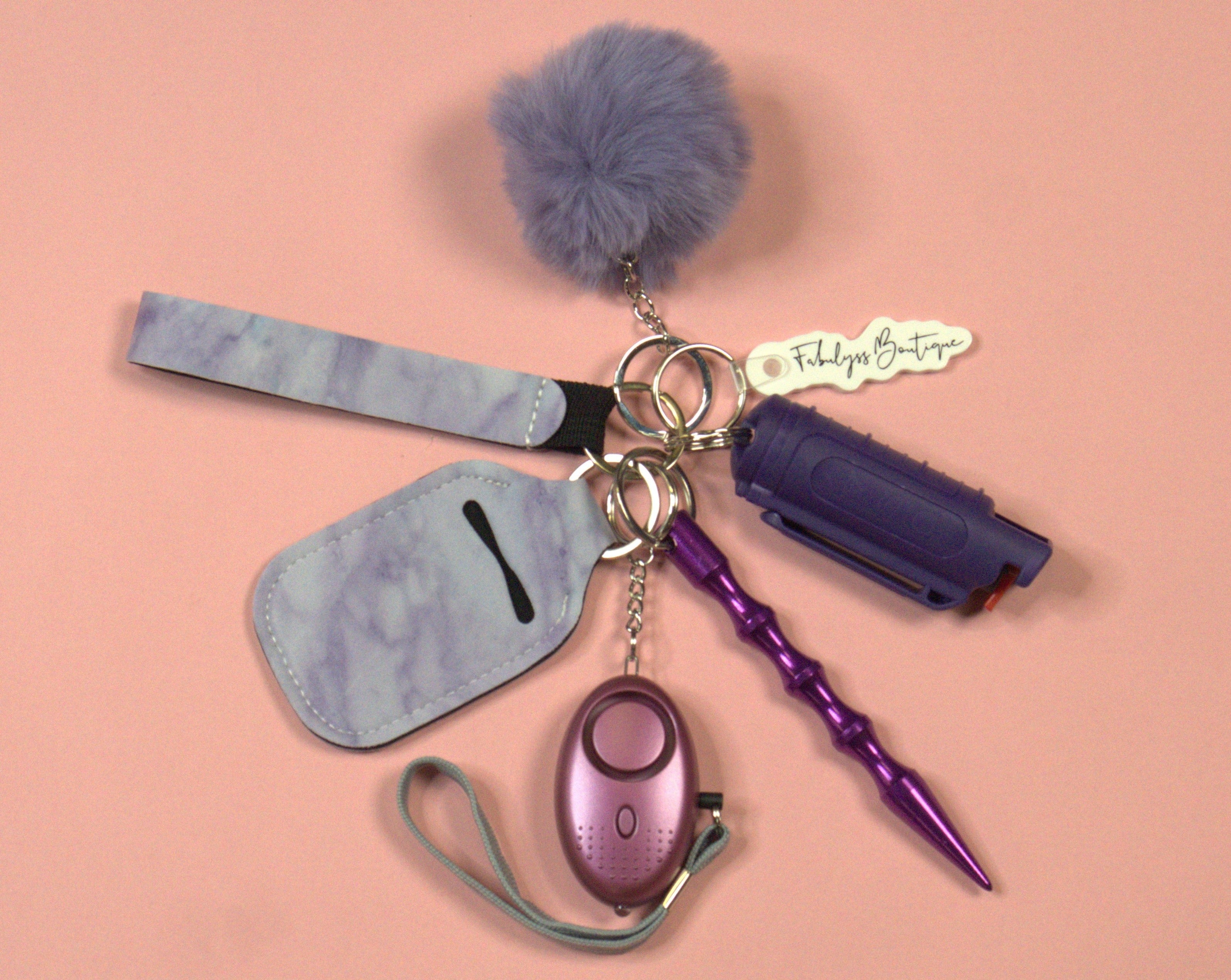 Purple Marble Safety Keychain